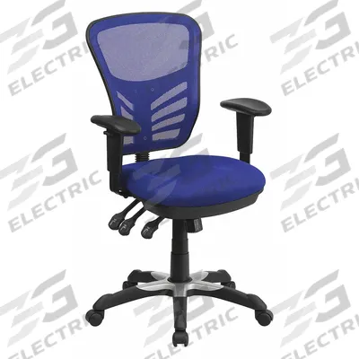 FLASH FURNITURE Office Chair: Nicholas, Ht, Blue, Mesh Material, 18 1/2 in Back Ht - Adjustable-Arm Office Chairs