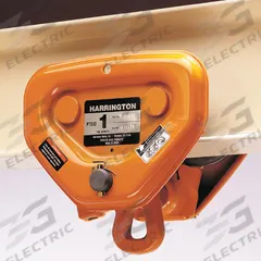 HARRINGTON Trolley: Push, 2,000 lb Max Hoist Load Capacity, For 2 9/32 in – 5 in Beam Flange Wd (MPN PTF2010). Key specifications — For Beam Shape: Flat; Trolley Frame Material: Stamped Steel.