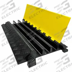 ELECTRIDUCT Cable Protector: 3 Channels, Hinged, 2 3/5 in Max Cable Dia, 23 in Wd, 3 in Ht, 36 in Lg (MPN CP-RPS-326). Key specifications — Brand: ELECTRIDUCT; Color: Black/Yellow; Component: Cable Ramp-Straight Section; Material: Rubber.