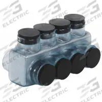 POLARIS Multitap Connector: 4 Port, Double-Sided Entry, 4 AWG – 500 kcmil Wire Size, Clear (MPN IPLD500-4CB). Key specifications — Body Material: Aluminum; Brand: POLARIS.