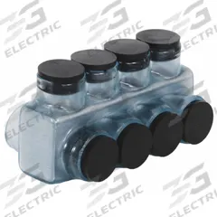 POLARIS Multitap Connector: 4 Port, Double-Sided Entry, 4 AWG – 500 kcmil Wire Size, Clear (MPN IPLD500-4CB). Key specifications — Body Material: Aluminum; Brand: POLARIS.