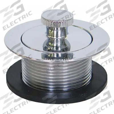 KISSLER Drain Stopper: Brass, Brass, 1 5/8 in Overall Dia, Lift and Turn - Bathtub Drain Stoppers