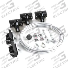 DAYTON Festoon System Kit: Wire Rope, 20 ft – 20 ft, 32 ft Min Cable/Hose Required, Flat (MPN 33N203). Key specifications — Brand: DAYTON; Compatible Cable Type: Flat; Included Components: Wire Rope Clips; Track Type: Wire Rope.