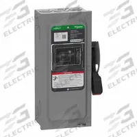 SCHNEIDER Safety Switch: Fusible, 30 A, Three Phase, 600V AC/DC, Galvanized Steel, Indoor (MPN VH361). Key specifications — Brand: SCHNEIDER.