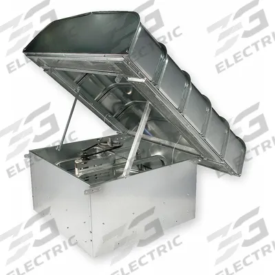 Dayton Axial Downblast Roof Supply/Exhaust Fan: 36 in Blade, Belt Drive, Includes Drive Pack - Clean Air Belt-Drive Hinged Hood Fans with Drive
