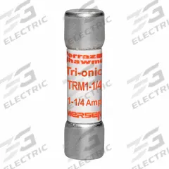 MERSEN Fuse: TRM Series, Midget, Time-Delay, 1.25 A, 250 V AC, 13/32 in x 1 1/2 in, Non-Indicating (MPN TRM1-1/4). Key specifications — Series: TRM; Brand: MERSEN.