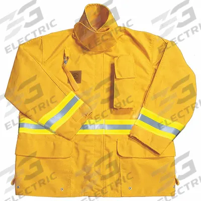 FIRE-DEX Wildland Coat: L, Yellow, Hook-and-Loop/Zipper, Aramid Fiber - Wildland Firefighting Coats with Reflective Trim
