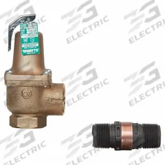 WATTS Relief Valve: FNPTF x FNPTF, 1 1/4 in x 1 1/2 in, Iron, 75 psi Max. Op Pressure (MPN 1-1/4 740 075 FS). Key specifications — Brand: WATTS.