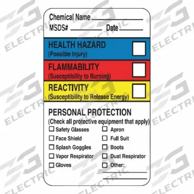 ROLL PRODUCTS Right-To-Know Label: 2 1/2 in Ht, 1 1/2 in Wd, 0.039 in Thick, Litho Paper - Safety