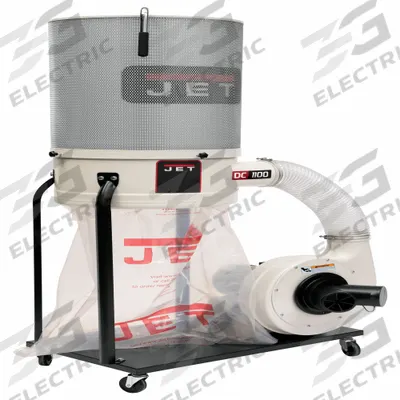 JET Wood Dust Collector: Single-Stage, 115/230V AC - Mobile Single-Stage Wood Dust Collectors with Cartridge Filter