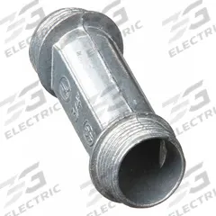 RACO Offset Nipple: 1 in Trade Size, Zinc, 2 3/4 in Overall Lg, Offset Nipple, Plain Zinc (MPN 1454). Key specifications — Standards: CSA Certified; Thread Size: 1"-11-1/2; Thread Type: NPS; Brand: RACO; Finish: Plain; Item: Offset Nipple.