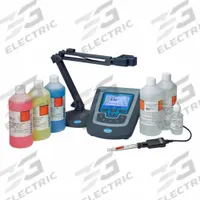 HACH pH Meter: BOD/Dissolved Oxygen/ORP/pH, 0 pH pH Range - Min, 14 pH pH Range - Max (MPN 8505450). Key specifications — pH Accuracy: 0.001/0.01/0.1 pH; Temp Compensation: Automatic; Measurement Components Included: PHC735 RedRod Combined Refillable Glass pH Electrode with 1 m Cable; Reagents and Solutions Included: pH Electrode Cleaning Solution; Test Parameters: pH; Other Accessories Included: Universal Electrode Stand with Electrode Holder; Manufacturer Part Number: 8505450.