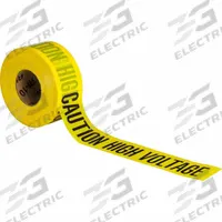 APPROVED VENDOR Barricade Tape: 200 ft Lg, 3 in Wd, Caution High Volt Legend, Polyethylene (MPN 91220). Key specifications — Tape Message: Caution High Voltage; Message Color: Black; Brand: APPROVED VENDOR.