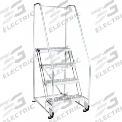 COTTERMAN Rolling Ladder: 1.7 ft Platform Ht, Assembled, Aluminum, 350 lb Load Capacity - Max (MPN 2TA18A3E10B8C50P6). Key specifications — Color: Gray; Brand: COTTERMAN; Handrail Configuration: Double Handrails; Rear Chain: None.