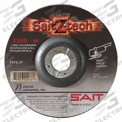 SAIT Depressed Center Grinding Wheel: Type 27, 6" x 1/4" x 7/8", Zirconia Alumina, 24 Grit (MPN 22603). Key specifications — Series: Z-Tech Z24R; Brand: UNITED ABRASIVES-SAIT.