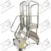 COTTERMAN Rolling Ladder: 11.7 ft Platform Ht, Partially Assembled, Foot-Activated Step Lock (MPN WMXS14R54A3FGP3NT). Key specifications — Brand: COTTERMAN; Color: Gray; Handrail Configuration: Double Handrails.