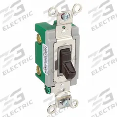 BRYANT Wall Switch: Toggle Switch, Double Pole, Maintained, Brown, 120/277V AC, 30 A (MPN 3002BRN). Key specifications — Illuminated: No; Voltage Rating: 120/277V AC.