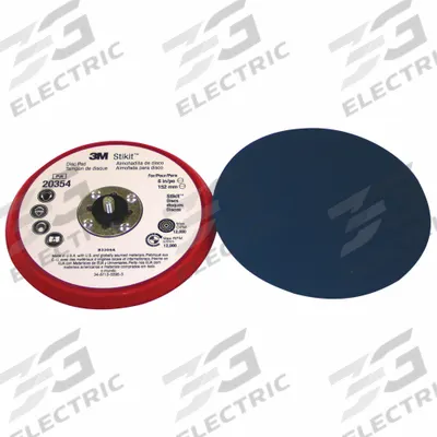 3M Low Profile PSA Disc Backup Pad: 6 in Dia x 3/8 in T, 5/16"-24 Threaded-Shank - Threaded-Shank Sanding Disc Backing Pads
