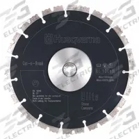 HUSQVARNA Diamond Saw Blade: Concrete, 9 in Blade Dia., 1 in Arbor Size, Wet, For Power Cutter, 2 PK (MPN 597807901). Key specifications — attr1097734: Wet; attr1097738: Power Cutter; attr1097751: HUSQVARNA.
