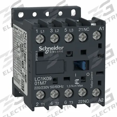 SCHNEIDER Contactor: Non-Reversing, 3 Poles, 3NO Contacts, 9 A - Non-Reversing IEC Contactors