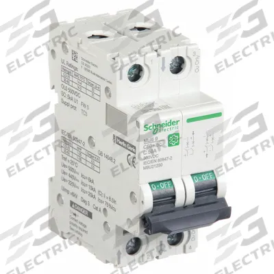 SCHNEIDER Supplementary Protector: 50 A Amps, 500V DC, 5kA at 250V DC, Screw Clamp - DC-Only Rated, 2-Pole UL1077 DIN Rail-Mount Supplementary Protectors