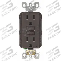 LEVITON GFI Receptacle: Decorator Duplex, 5-15, Brown, GFCI, 125V AC, 15 A, 2 Pole / 3 Wire (MPN GFNT1)
