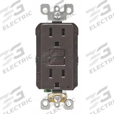 LEVITON GFI Receptacle: Decorator Duplex, 5-15, Brown, GFCI, 125V AC, 15 A - General Purpose Receptacles