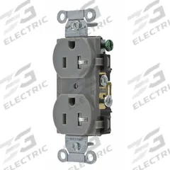 BRYANT Receptacle: Duplex, 5-20, Gray, 125V AC, 20 A, 2 Pole / 3 Wire (MPN CRS20GRYTR)