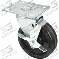 APPROVED VENDOR Plate Caster: Swivel, Side Brake, Phenolic, 5 in Wheel Dia., 1 1/2 in Wheel Wd (MPN 02TM05101S002). Key specifications — attr1100274: APPROVED VENDOR; attr1100312: Black; attr1176041: Swivel with Brake.