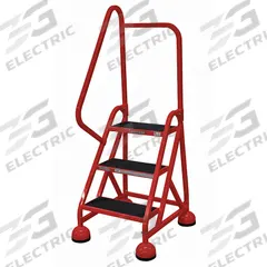 COTTERMAN Rolling Ladder: 2.3 ft Platform Ht, Partially Assembled, Steel, Wt-Actuated Auto-Lock (MPN ST-322 A2 C6 P5). Key specifications — Includes Handrails: Handrails Included; Material: Steel; Brand: COTTERMAN; Color: Red.