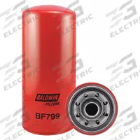 BALDWIN FILTERS Fuel Filter: Spin-On, 5 3/8 in Outside Dia, 1 3/8"-16 Thread Size, Cellulose, BF799. Key specifications — attr1137520: BF799; attr434022: BALDWIN FILTERS; attr427730: Cellulose; attr427731: Integral Gasket; attr1017112: Buses; attr1017113: Caterpillar.