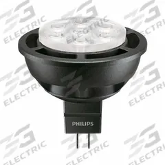 PHILIPS Compact LED Bulb: LED, MR16, 2-Pin (GU5.3), 6.5 W Watt, 35 W Incandescent Watt Equivalency (MPN 6.5MR16/F25/2700-2200 DIM 12V). Key specifications — Bulb Finish: Clear; Color Temperature: 2700K; Shatter-Resistant: Yes; Brand: PHILIPS; Voltage: 12V AC; Bulb Shape: MR16.