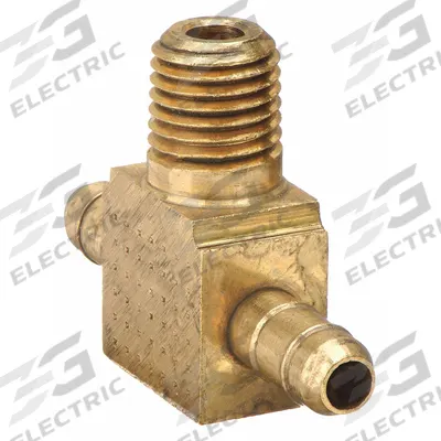 PARKER Barbed Tee: 1/4 in ID x 1/4 in ID x 1/8 in Pipe Size, Barbed x Barbed x MNPT - Low-Lead Brass Barbed Tube Fittings