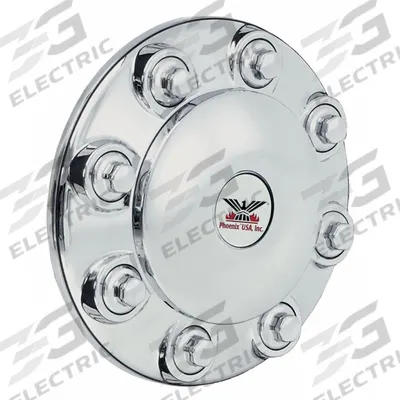 PHOENIX Hub Cover: Hub Cover, For 19.5 in Wheel Dia, ABS, Chrome, 8 Lugs, Truck (MPN Q822F) - Fleet and Vehicle Maintenance