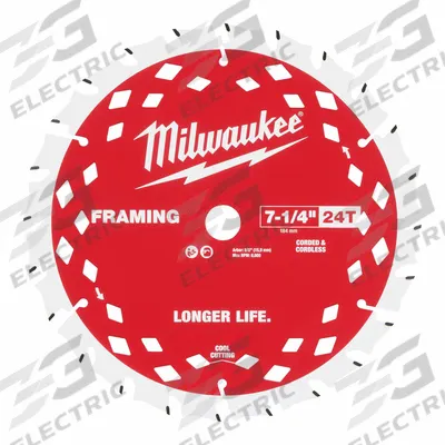 MILWAUKEE Circular Saw Blade: 7 1/4 in Blade Dia., 24 Teeth, 0.06 in Cut Wd - Wood-Cutting Blades