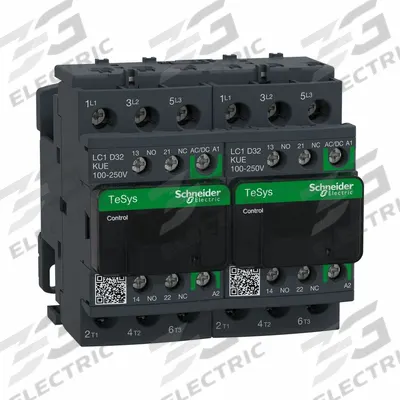 SCHNEIDER Magnetic Contactor: Reversing, 3 Poles, 3NO Contacts, 32 A - Reversing IEC Contactors