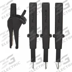 FLUKE Test Probe Kit: CAT II 1000V/CAT III 1000V, Flex Clip, 9 in Lg, Steel, Black, 1,000 V Max Volt (MPN TLK290). Key specifications — Color: Black; Brand: FLUKE.
