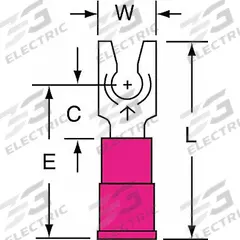 3M Fork Terminals: Red, Vinyl, #6 Stud Size, 22 AWG – 18 AWG Wire Range, Locking Fork, 600 V (MPN MVU18-6FLK). Key specifications — Barrel Style: Funnel; Manufacturer Part Number: MVU18-6FLK; Brand: 3M; Series: TR.