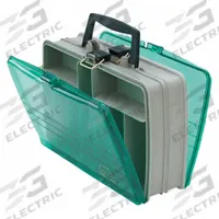 PLANO MOLDING Compartment Box: 12 5/8 in x 8 7/8 in x 4 1/8 in, Beige/Green, 20 Compartments (MPN 112000). Key specifications — ESD Conductive: Not Electrostatic Discharge Conductive; Color: Beige/Green; Compartment WxD: 12-1/2 in x 4-1/8 in; Brand: PLANO MOLDING; Material: Plastic.