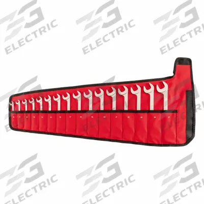 TEKTON Open End Wrench Set: Chromium Molybdenum Steel, Satin, 16 Tools - Metric, Double End, Open End Wrench Sets