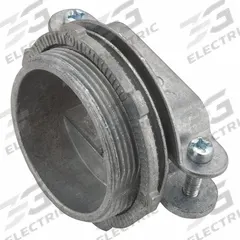 RACO Threaded Metal Connector: Die Cast Zinc, 1 1/2 in Trade Size, Clamp Style, 1 5/16 in Overall Lg (MPN 2856). Key specifications — attr28244: No; attr25407: Die Cast Zinc; attr28242: 00/3; attr79170: Silver; attr99477: RACO.