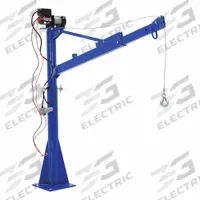 VESTIL Davit Crane: Steel, Electric, 1,500 lb Max. Load Capacity, 3.6 ft to 5.6 ft, Pedestal (MPN WTJ-E-15-3-DC). Key specifications — Material: Steel; Brand: VESTIL; Included Base Type: Pedestal; Body Material: Steel.