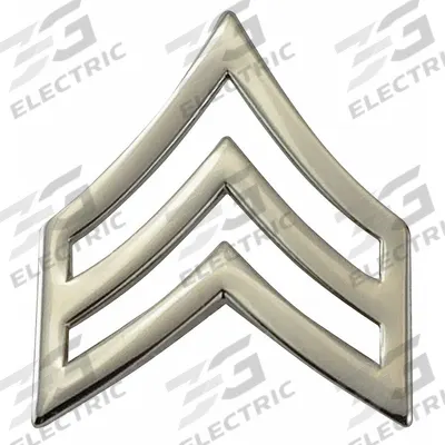 HEROS PRIDE Metal Rank Insignia: SGT. Chevron, 3/4 in, Silver, Metal, Clutch Pin - Metallic Insignia