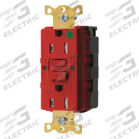 HUBBELL GFCI Receptacle: Hospital Grade, Decorator Duplex, 5-15R, Red, GFCI, 125V AC, 15 A (MPN SNAPGFTW82R)