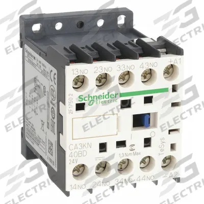 SCHNEIDER Control Relay: DIN-Rail & Surface Relay Mounting, 24V DC Coil Volt, 4NO - DIN Rail-Mounted Relays