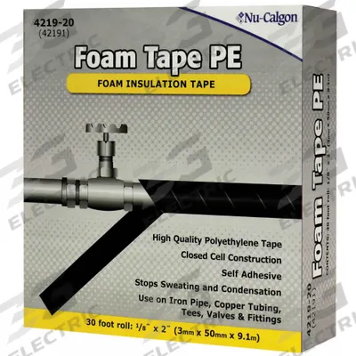 NU-CALGON Foam Tape: Continuous Roll, 2 in Roll Wd, 10 yd Overall Roll Lg, 125 mil Thick - Sealing Foam Tape