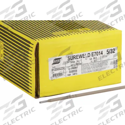 ESAB Stick Electrode: Carbon Steel, E7014, 5/32 in x 14 in, 50 lb - Electrodes for High-Speed Welding