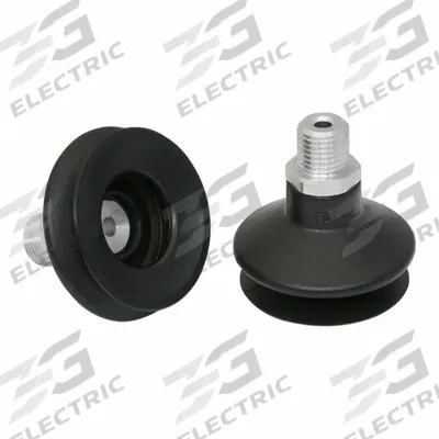 SCHMALZ Vacuum Pad Assembly: 1.5 Folds, G1/4 in, 47.5 mm Pad Dia, NBR, 55 A, Black - Bellows Type Electronics Industry Vacuum Pad Assemblies