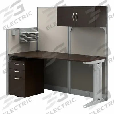 BUSH BUSINESS FURNITURE Modular Cubicle Workstation: 63 in Overall Ht, 64 in Overall Wd - Office Cubicles with Privacy Panels