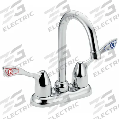 MOEN Gooseneck Bar Faucet: M-Bition, Centerset, Deck, Cast Metal, 1.2 gpm Flow Rate - Centerset Bar Sink Faucets